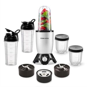 Home Cookwell Bullet Mixer Grinder (5 Jars, 3 Blades, Silver) - Copper, 600 Watts - 2 Year Warranty