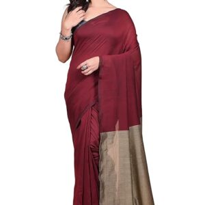Women's Banarasi Soft Silk Saree with Meenakari Work and Jacquard Border Blouse Piece, Navy Blue, 5.5 Meter Saree with 0.8 Meter Unstitched Blouse
