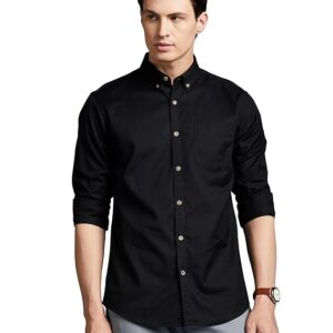 Mens Casual Button Down Shirt | Cotton Luster Long Sleeves Shirts | Mandarin Collared Shirts